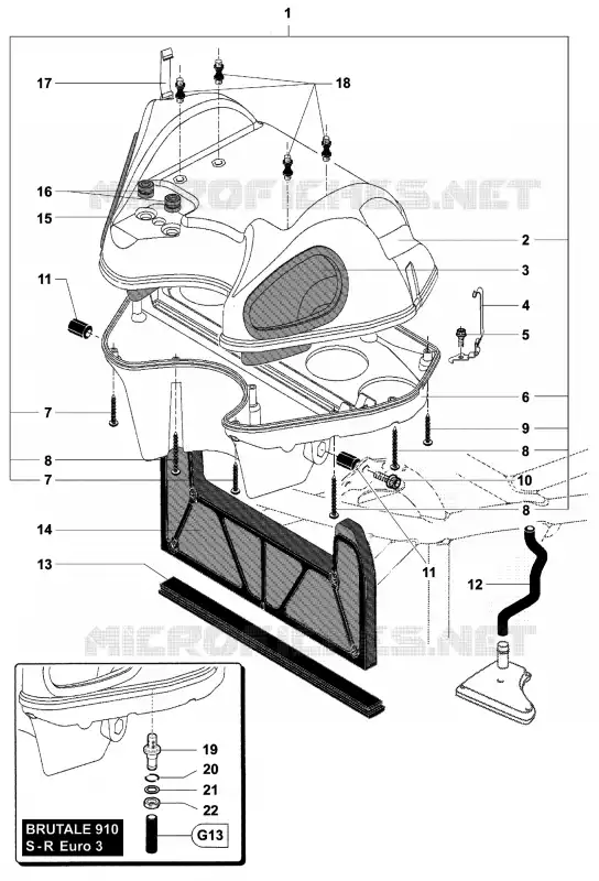 BOITIER DE FILTRE A AIR MV Agusta moto BRUTALE 2006 BRUTALE 910S  BRUTALE 910S