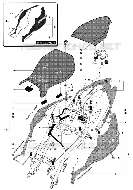 CARENAGE ARRIERE  MV Agusta moto BRUTALE 2006 BRUTALE 910S  BRUTALE 910S