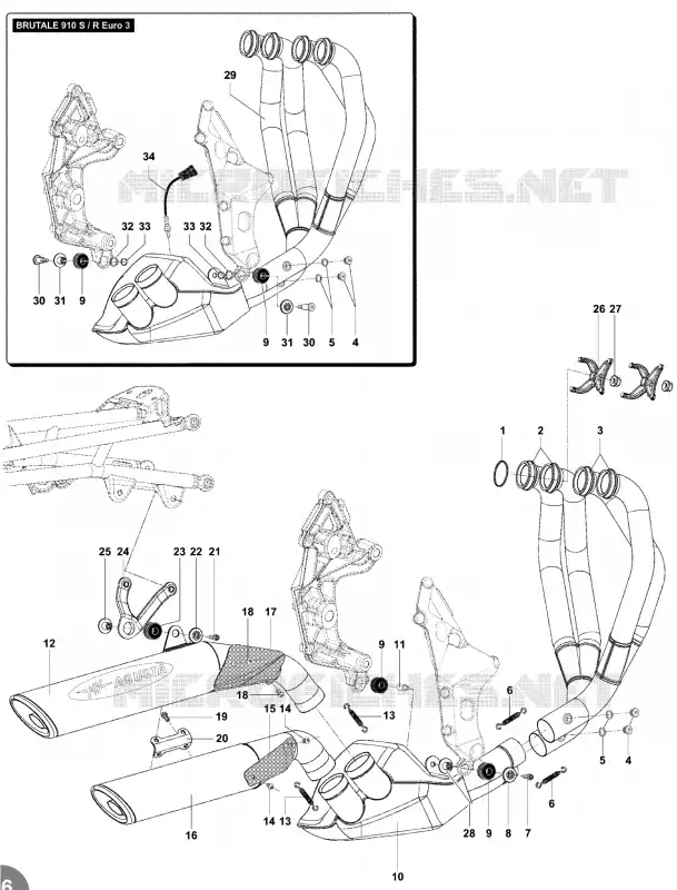 ECHAPPEMENT MV Agusta moto BRUTALE 2007 BRUTALE 910S  BRUTALE 910S