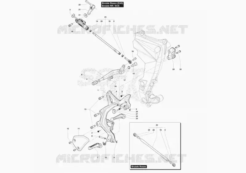REPOSE PIED GAUCHE ET SELECTEUR MV Agusta moto BRUTALE 2021 BRUTALE ROSSO - RR - SCS  BRUTALE ROSSO - RR - SCS