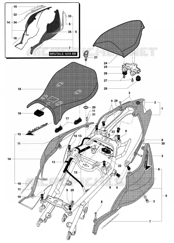CARENAGE ARRIERE  MV Agusta moto BRUTALE 2009 BRUTALE 989R  BRUTALE 989R