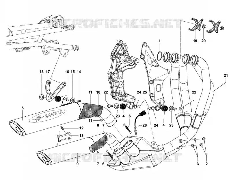 ECHAPPEMENT MV Agusta moto BRUTALE 2009 BRUTALE 989R  BRUTALE 989R