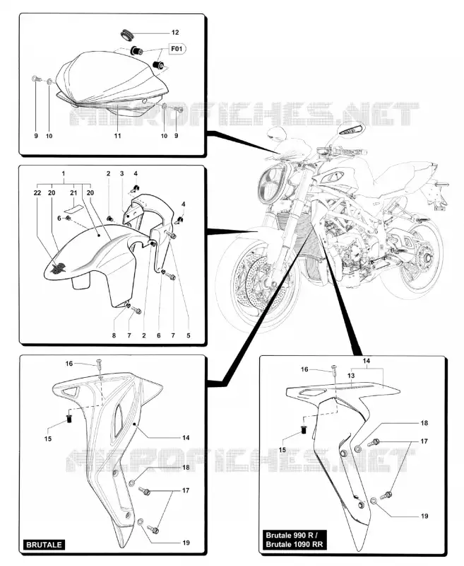 GARDE BOUE - CAPOT MV Agusta moto BRUTALE 2012 BRUTALE 920  BRUTALE 920