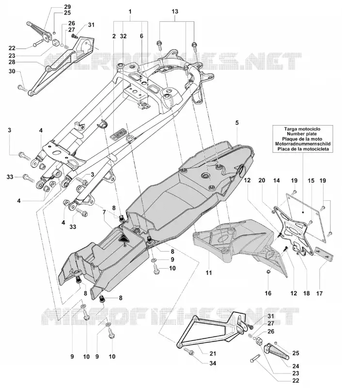 BOUCLE ARRIERE DE CADRE  MV Agusta moto BRUTALE 2011 BRUTALE 990R  BRUTALE 990R