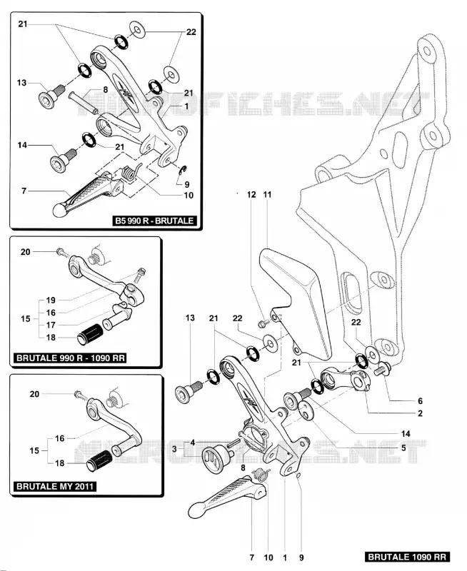 REPOSE PIED GAUCHE MV Agusta moto BRUTALE 2010 BRUTALE 1090RR  BRUTALE 1090RR