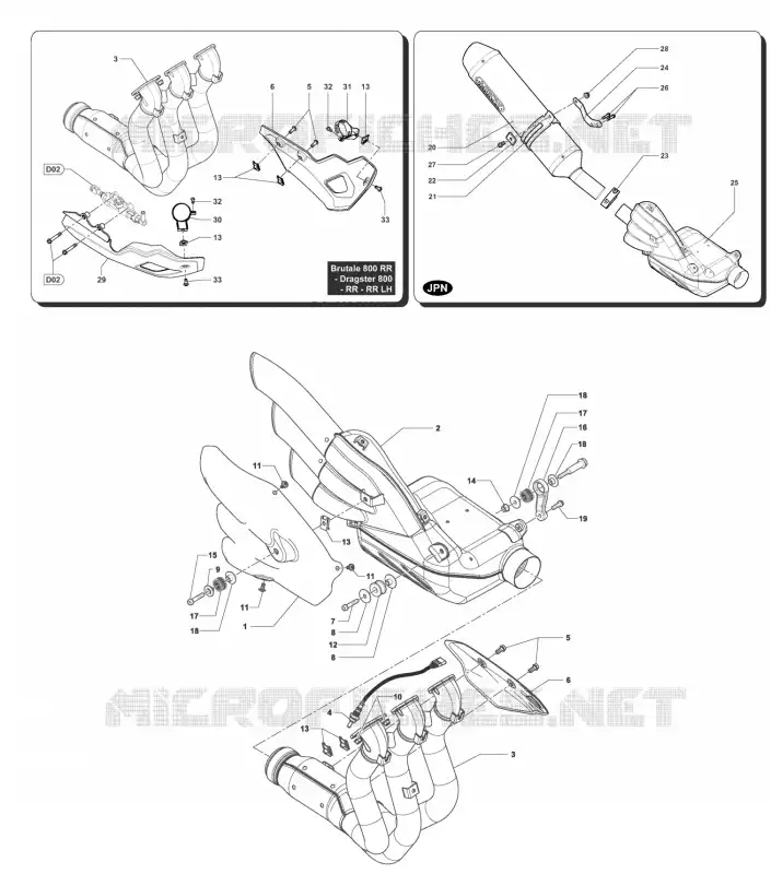 ECHAPPEMENT MV Agusta moto BRUTALE 2014 BRUTALE 800  BRUTALE 800