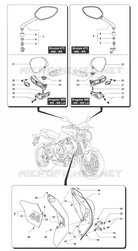 RETROVISEURS - COUVERCLES MV Agusta moto BRUTALE 2013 BRUTALE 800  BRUTALE 800
