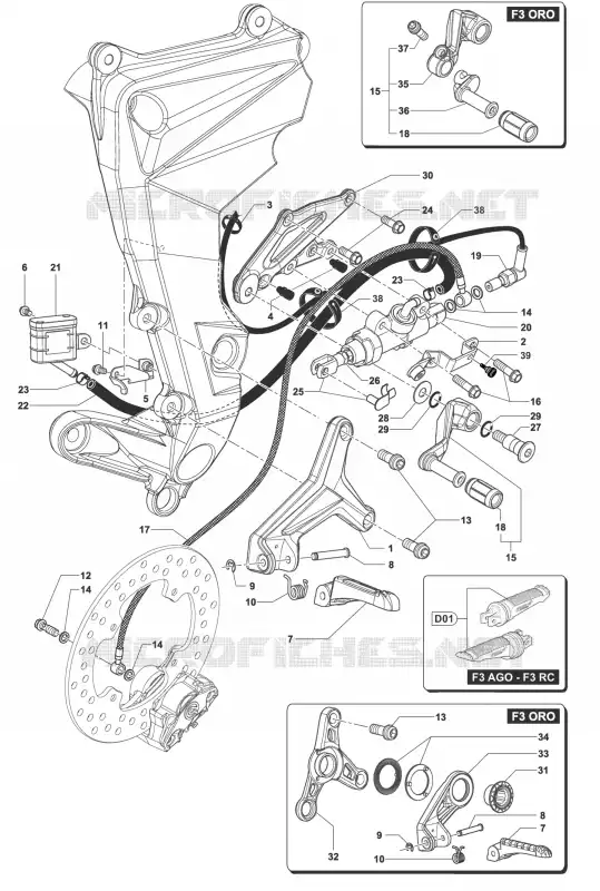 REPOSE PIED DROIT MV Agusta moto F3 2013 F3 675 SERIE ORO  F3 675 SERIE ORO