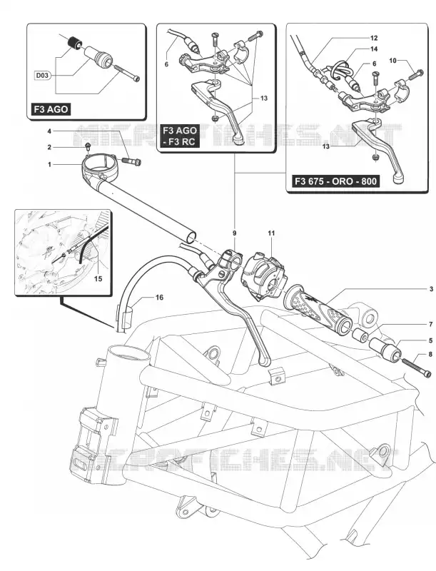 GUIDON GAUCHE MV Agusta moto F3 2014 F3 800  F3 800
