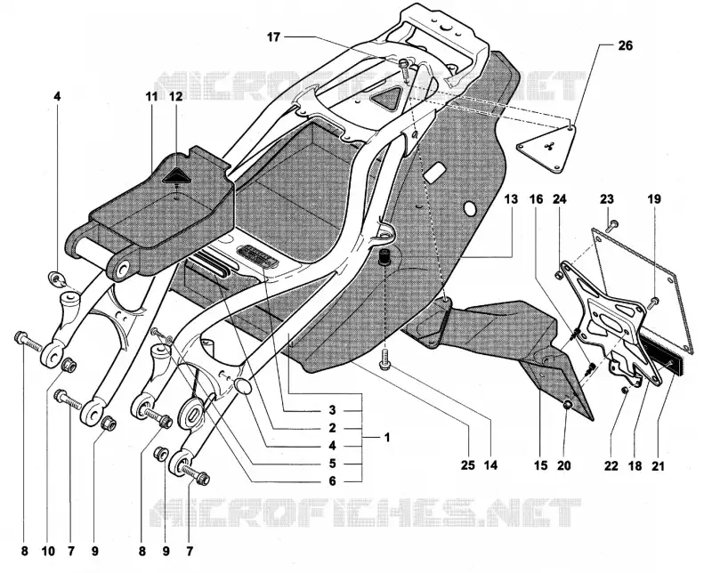 BOUCLE ARRIERE DE CADRE (MONOPOSTO) MV Agusta moto F4 2000 F4 750S  F4 750S