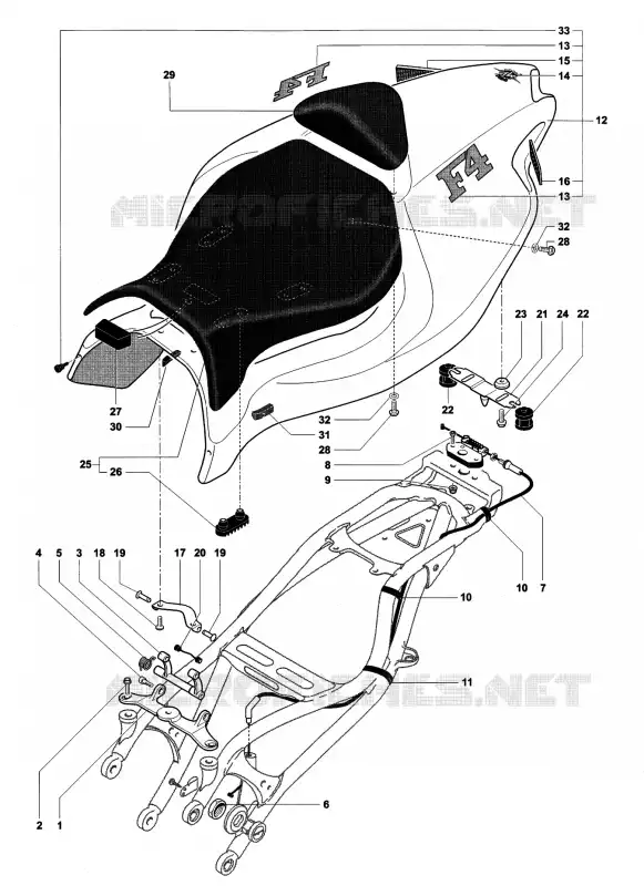 CARENAGE ARRIERE (MONOPOSTO) MV Agusta moto F4 2000 F4 750S  F4 750S