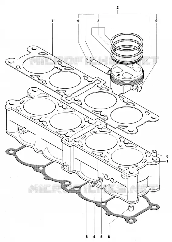CYLINDRE - PISTON MV Agusta moto F4 1999 F4 750S  F4 750S