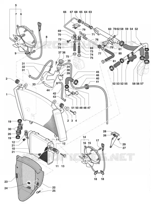 SYSTÈME DE REFROIDISSEMENT (DOUBLE) MV Agusta moto F4 2000 F4 750S  F4 750S