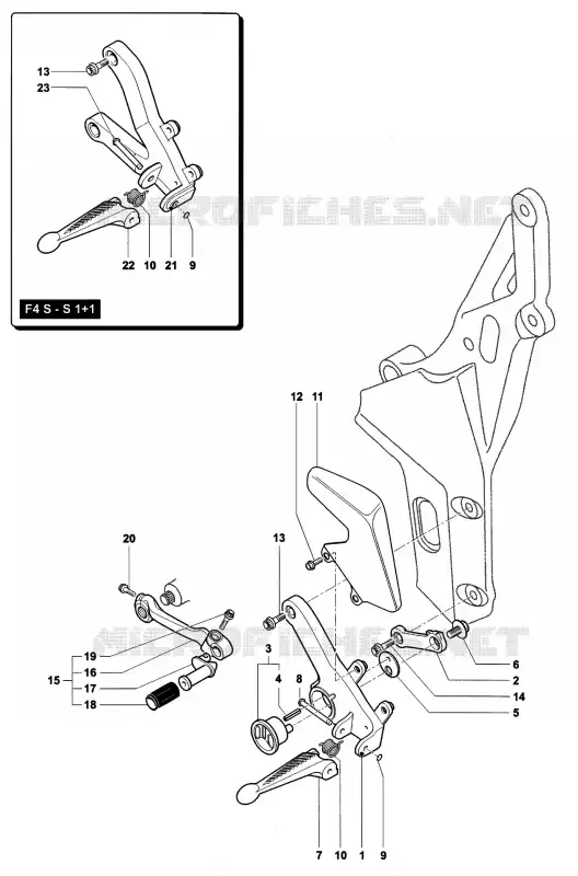 REPOSE PIED GAUCHE MV Agusta moto F4 2002 F4 750 SPR  F4 750 SPR
