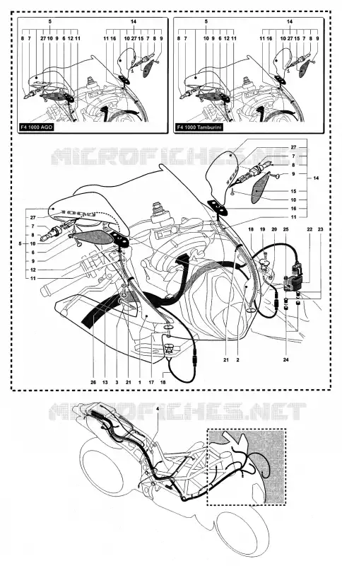 FAISCEAU ELECTRIQUE - RETROVISEURS MV Agusta moto F4 2005 F4 1000S  F4 1000S