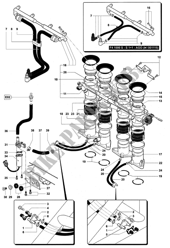 ADMISSION   INJECTION (S S1+1 AGO) pour MV Agusta F4 1000S 1+1 2004