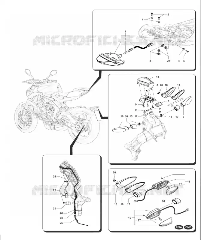FEU ARRIERE - CLIGNOTANTS MV Agusta moto BRUTALE 2016 BRUTALE 800  BRUTALE 800