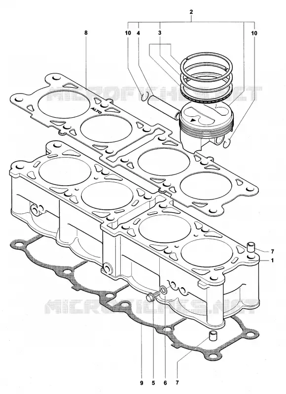 CYLINDRE - PISTON MV Agusta moto F4 2007 F4 1000R 1+1  F4 1000R 1+1