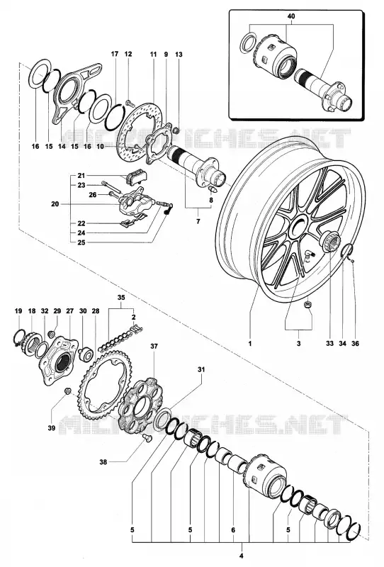 ROUE ARRIERE MV Agusta moto F4 2006 F4 1000R  F4 1000R