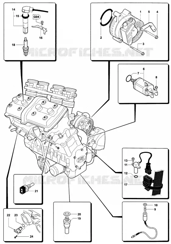 SYSTÈME ELECTRIQUE MOTEUR MV Agusta moto F4 2008 F4 312R 1000  F4 312R 1000