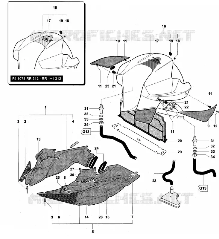 BOITIER DE FILTRE A AIR MV Agusta moto F4 2009 F4 312RR 1078 1+1  F4 312RR 1078 1+1