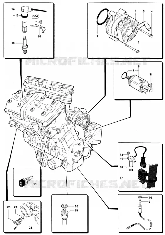 SYSTÈME ELECTRIQUE MOTEUR MV Agusta moto F4 2008 F4 312RR 1078 1+1  F4 312RR 1078 1+1