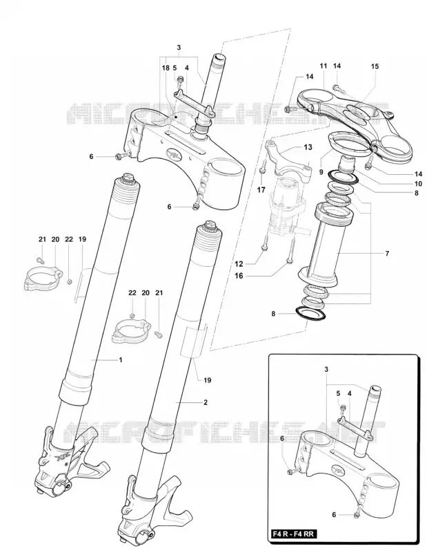 FOURCHE MV Agusta moto F4 2010 F4 1000 S  F4 1000 S