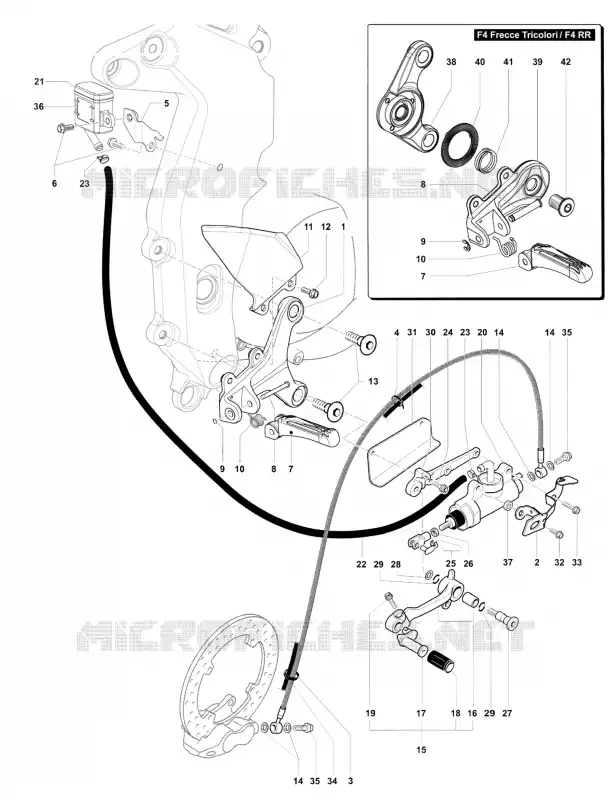 REPOSE PIED DROIT MV Agusta moto F4 2011 F4 1000 S  F4 1000 S