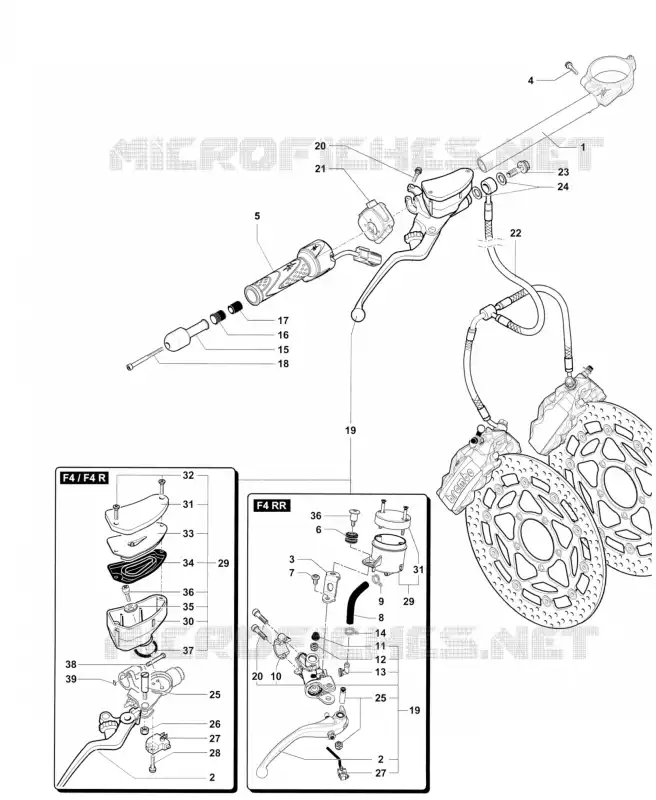 GUIDON DROIT MV Agusta moto F4 2015 F4  F4