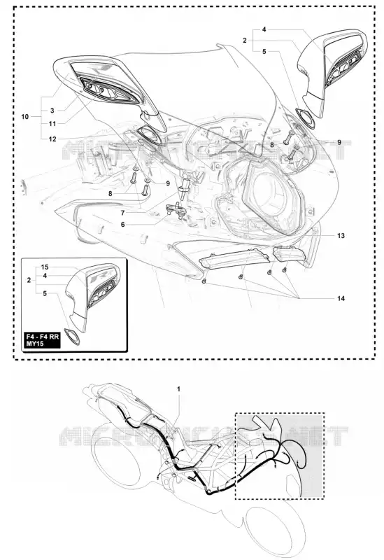 FAISCEAU ELECTRIQUE - RETROVISEURS MV Agusta moto F4 2014 F4 R  F4 R