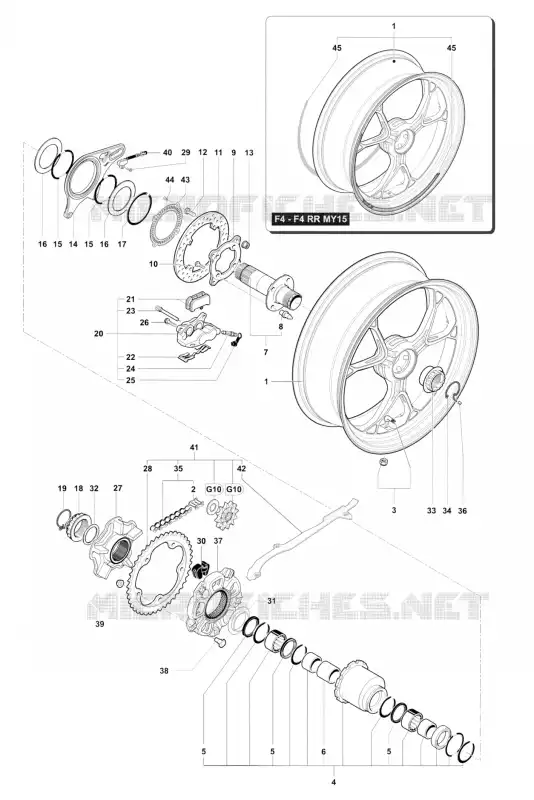 ROUE ARRIERE MV Agusta moto F4 2015 F4 RR  F4 RR