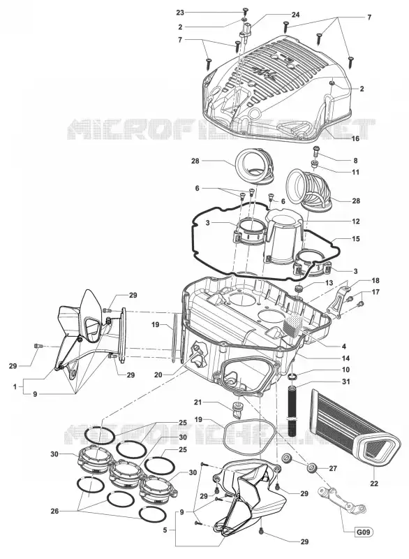 BOITIER DE FILTRE A AIR MV Agusta moto RIVALE 2015 RIVALE 800  RIVALE 800