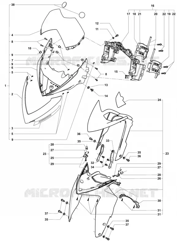 CARENAGE - GARDE BOUE AVANT MV Agusta moto RIVALE 2015 RIVALE 800  RIVALE 800