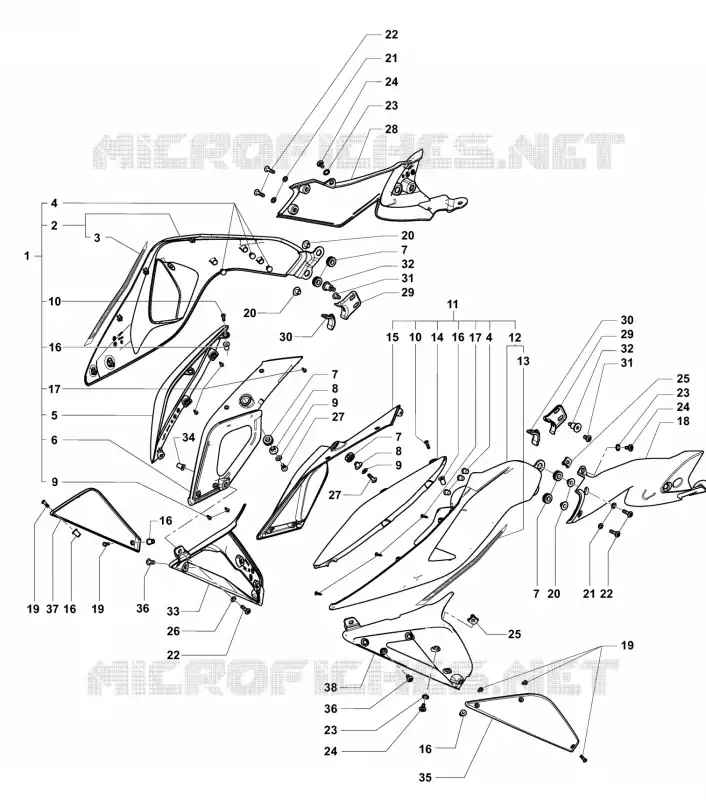 FLANCS DE CARENAGES MV Agusta moto RIVALE 2017 RIVALE 800  RIVALE 800